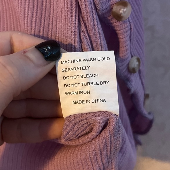 Purple ruffle trim short sleeved cardigan - Picture 5 of 5